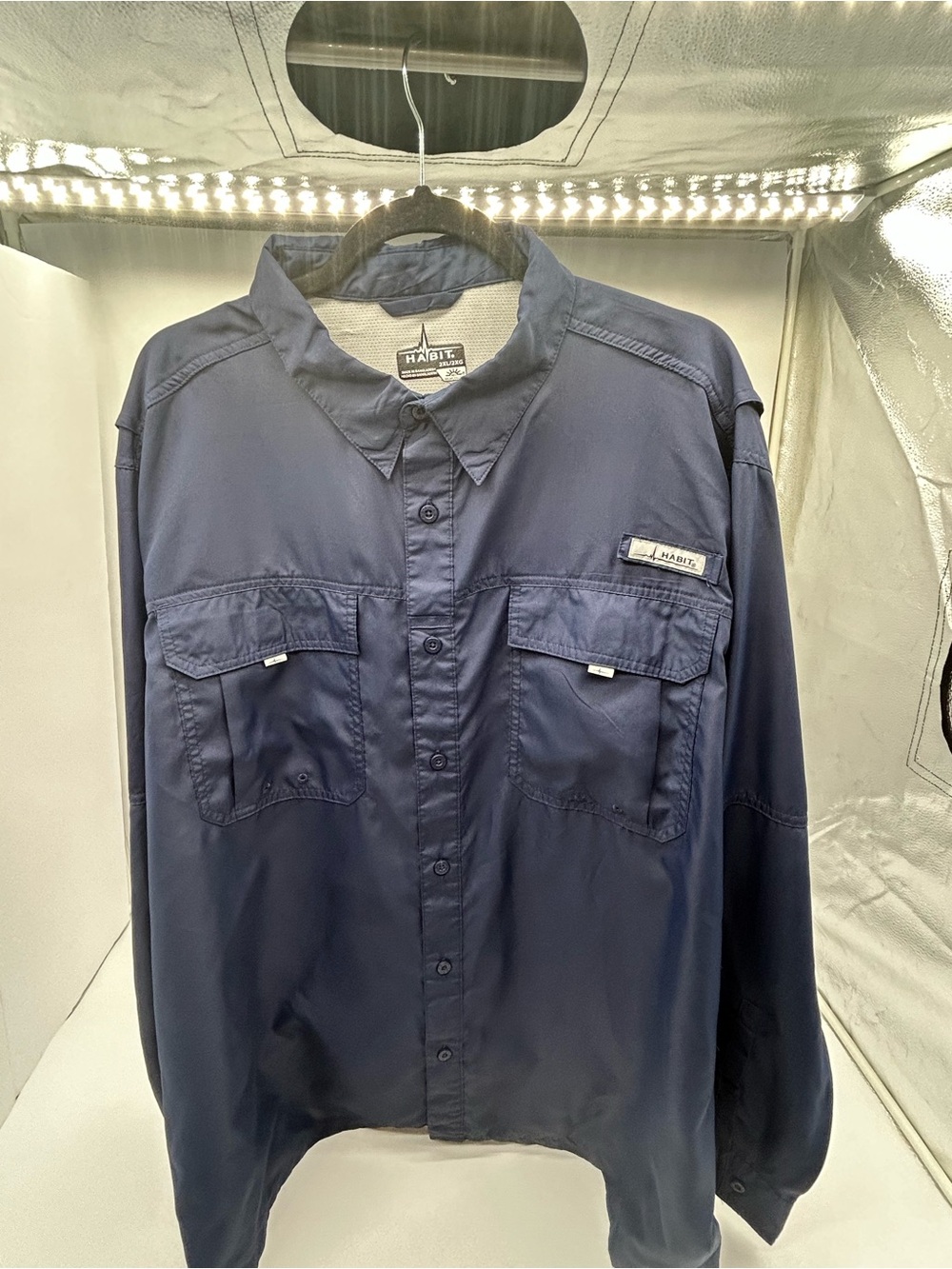 Habitat Navy Long Sleeve Guide Fishing Shirt with Vented Chest Pockets 2XL